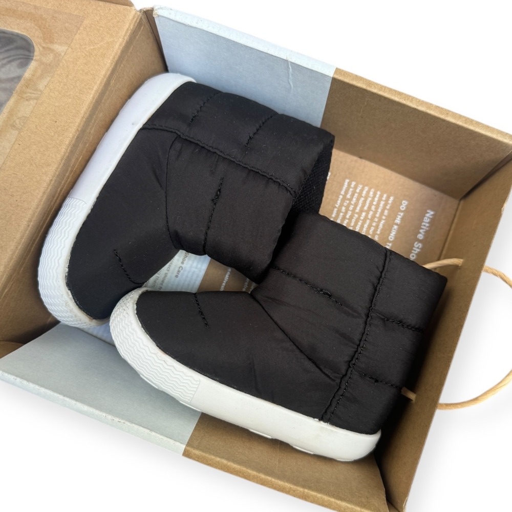 Native Chamonix Baby Boots Black/White Puffer Winter Snow Size B3